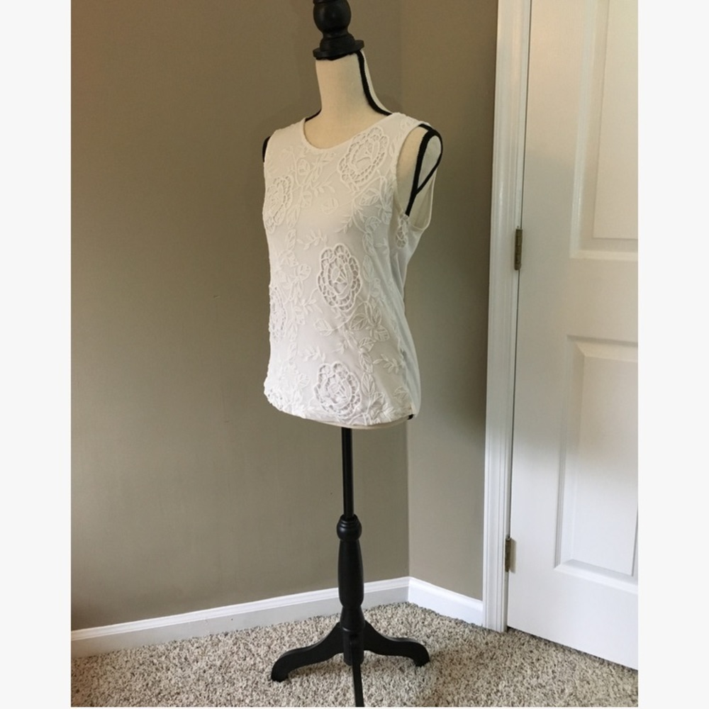 Sleeveless Top with embroidered overlay